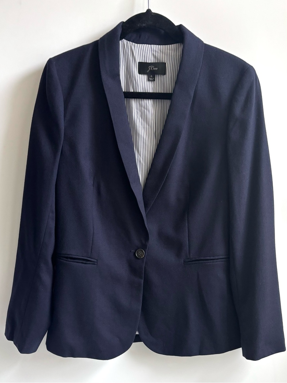 J.CREW PARKE Flannel Wool Blazer Single Breasted Navy Blue Style J5627 Size 6